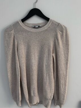 COTTON by Autumn Cashmere Knit Puff Sleeve Sweater XS Oatmeal